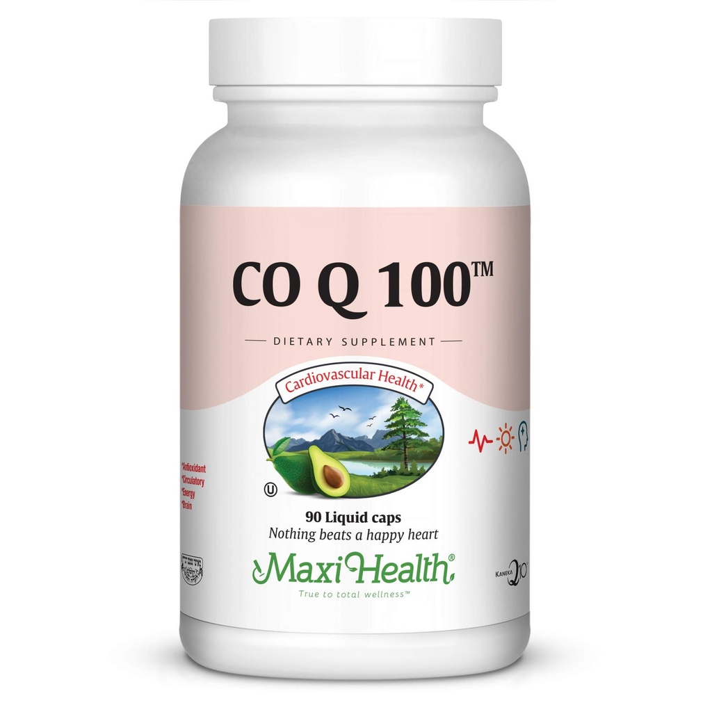 Maxi Health COQ10 100mg kapselit ... 100mg Coenzyme Q10 sydän- ja energiatukeen...