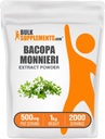 BulkSupplements.com Bacopa Extract Powder - Bacopa Monnieri Supplement, Herbal Supplement - Vegan & Gluteeniton, 500 mg per Serving, 1kg (2,2 lbs) (pakkaus 1)