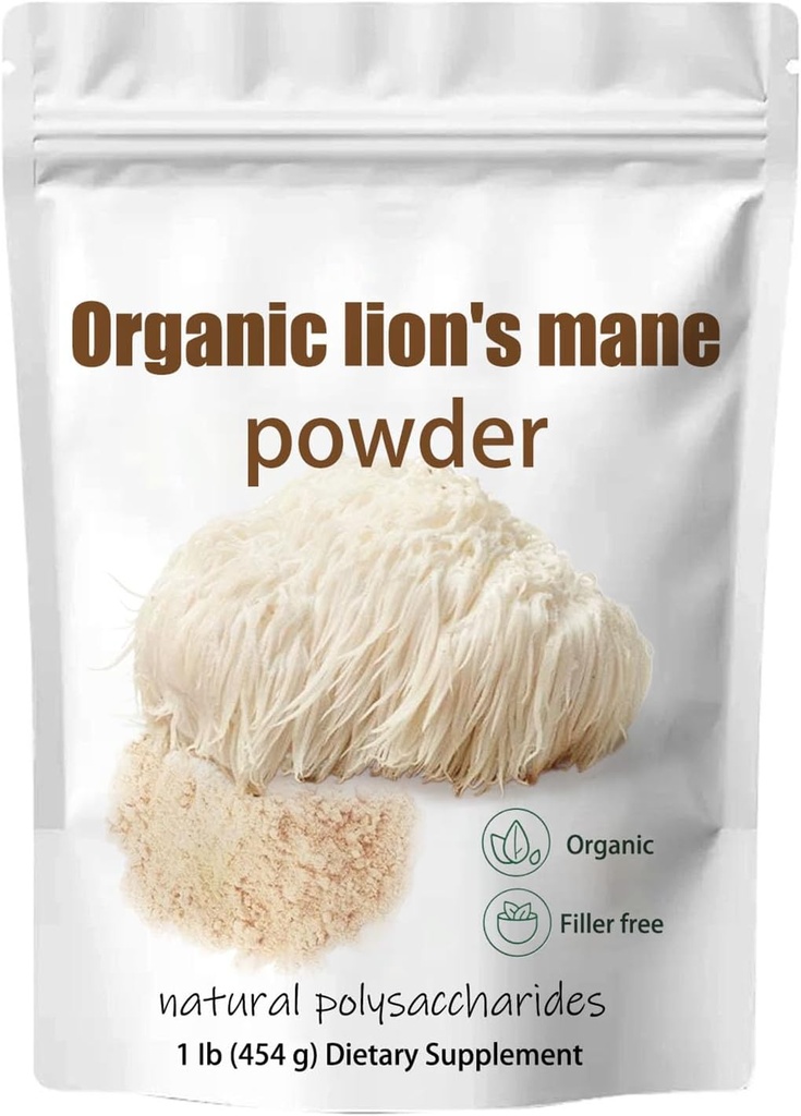 Organic Lion's Mane Mushrom Powder - Lions Mane Sieni Supplement Extract Powder