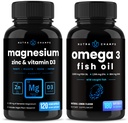 NutraChamps Magnesiumsinkki & D3-vitamiinikapselit ja Omega 3 -kalaöljykapselit 2 Pack Bundle