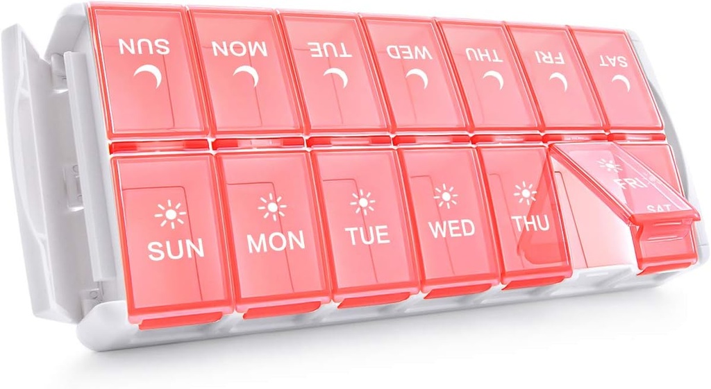 TookMag Weekly Medicine Pill Organizer 2 gånger om dagen, Easy Fill AM PM Pill Box, Large Capacity Quick-Refill 7 Day Pill Cases för Pills / Vitamin / fiskolja / tillägg (Patent Registered)
