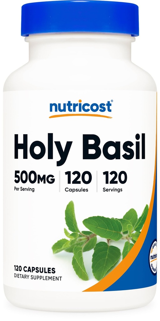 Nutricost Holy Basil Capsules 500mg, 120 vegetariska kapslar - Glutenfri, icke-GMO