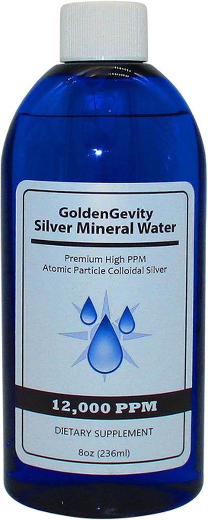 12 000 PPM Bioaktiv Atomic Colloidal Silver, 8 oz | Non-Toxic, Non-GMO Trace Mineral Immune Support Supplement