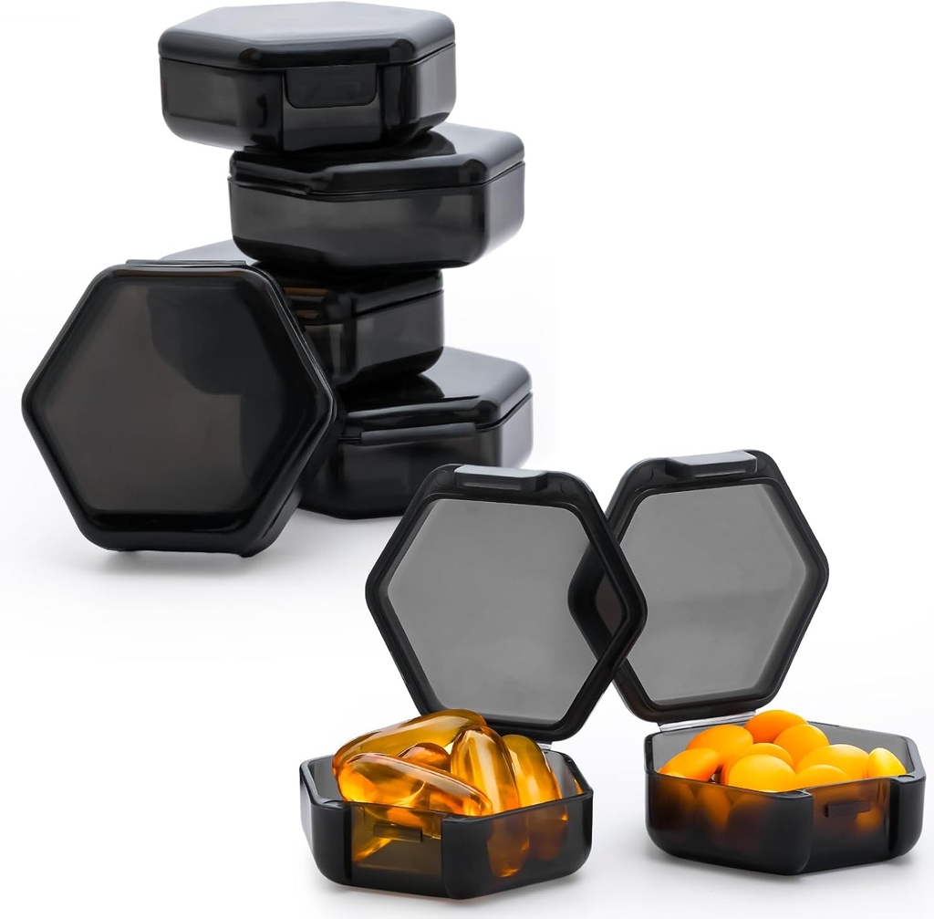 Small Pill Box, 7 Packs Travel Pill Case, Portable BPA Free Mini Organizer för Pocket Purse, Daily Medicine Vitamin Container, Fish Oil och Supplement Storage