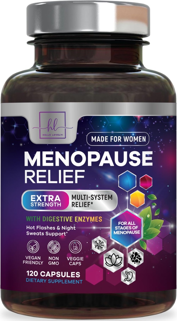 Vaihdevuodet lisäravinteet naisille Dong Quai, Chaste Berry, Black Cohosh, 8 miljardia PMY Probiootit - Hot Flash Night Sweats & Menopause Relief Probiootti emättimelle, Ruoansulatus - 120 kapselia