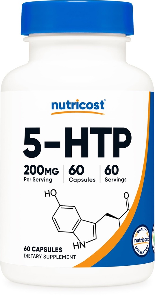 Nutricost 5- HTP 200mg, 60 Kasvissyöjän kapselit (5-hydroksitryptofaani) - ei-GMO & Gluteenittomat