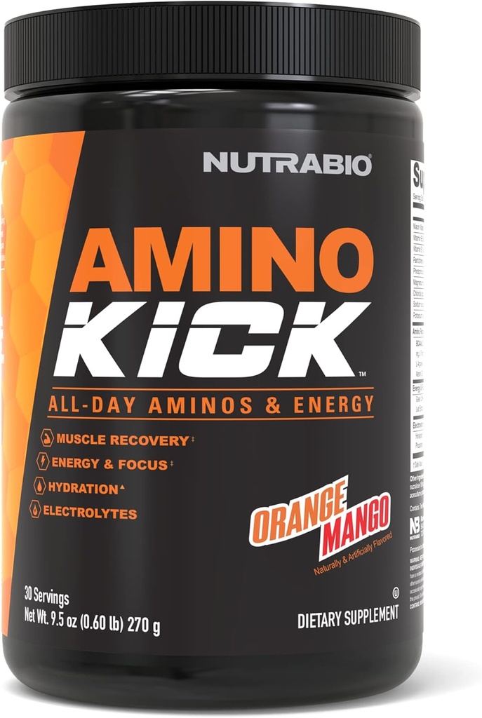 NutraBio Amino Kick ... BCAA Powder with Natural Coffeine...