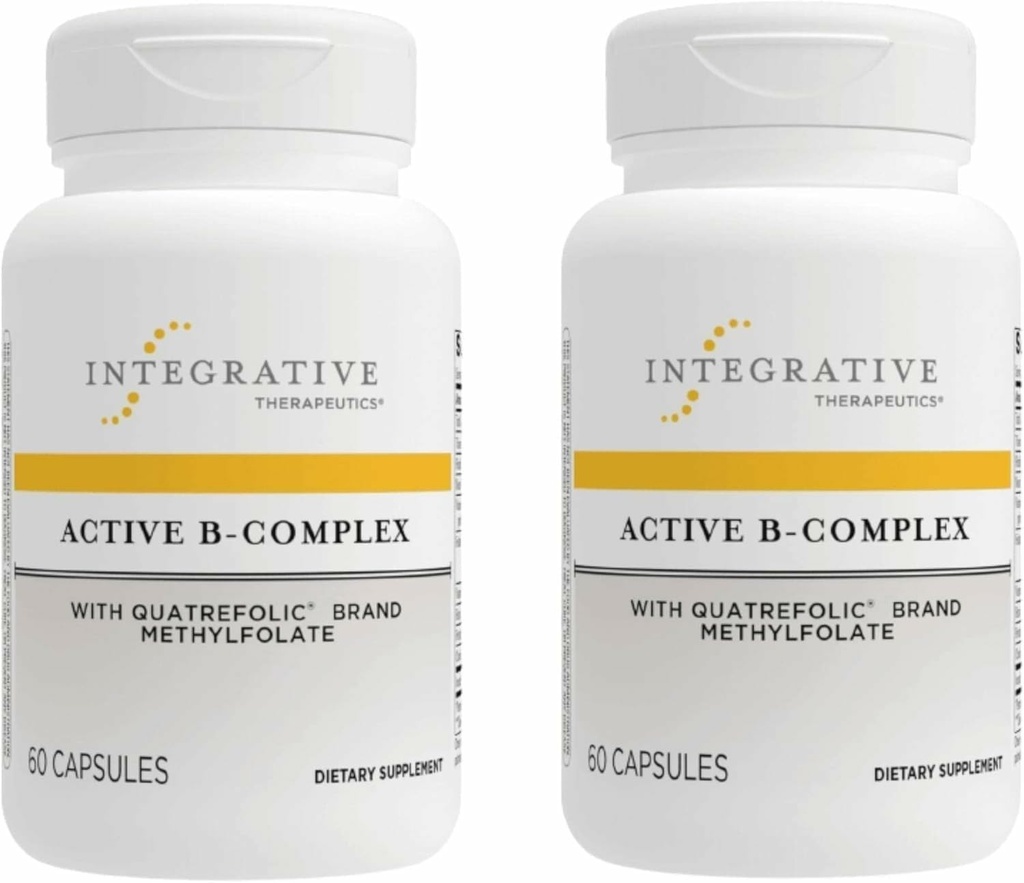 Integrativ terapeutik Aktiv B-Complex -Cellular Energy & Heart Health Support med vitamin B2, B6 & B12 * - Stöder Nervous & Immune Systems - Dairy-Free & Gluten-Free - 120 kapslar
