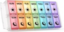Weekly Pill Organizer 2 gånger om dagen Extra Large 7 Day Easy Fill Quick Fill Portable Fullicon AM PM Pill Box för tillskott, vitamin och medicin - (Patent registrerad)