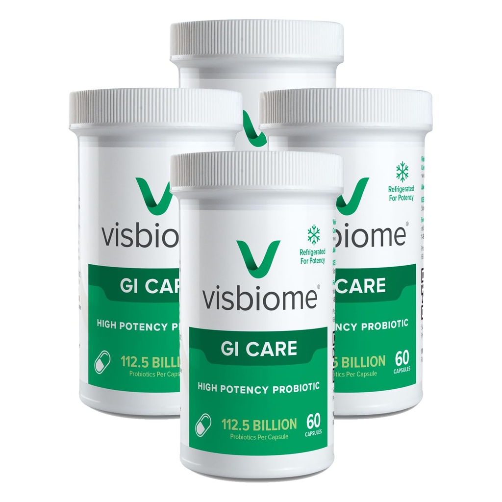 Visbiome® GI Care - High Potency Probiotic - 112.5 miljarder CFU Live Probiotics, Original De Simone Formulering, Made in USA, 240 kapslar.