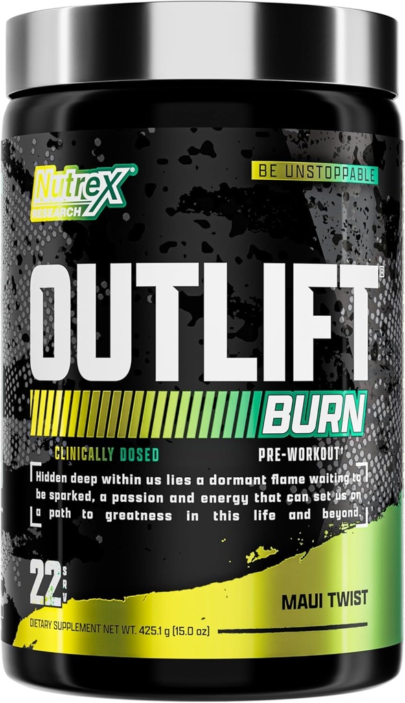 Nutrex Outlift Burn Pre-Workout Supplement for Energy, Focus & Endurance Metabolyte, L-Citrulline, Beta-Alanine & Coffeine 