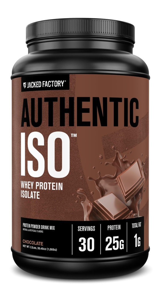 Jacked Factory Authentic ISO Grass Fed Whey Protein Isolate Powder - Low Carb, Non-GMO Muscle Building Protein w/No Fillers, Post Treout Recovery, Chocolate