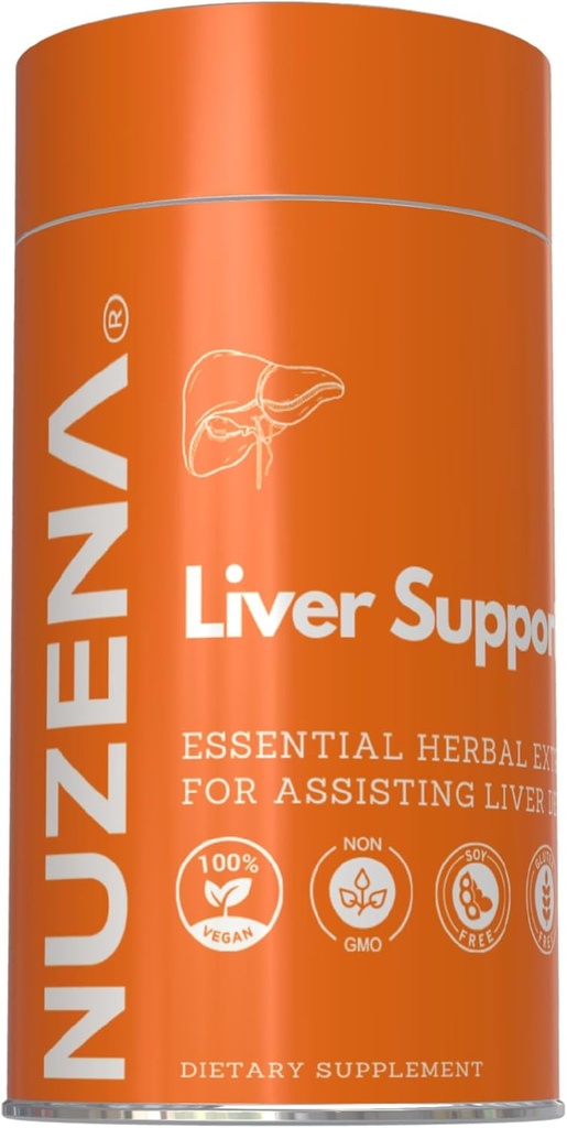 Nuzena Liver Support +, Milk Thistle Silybum Marianum, Turmeric, Voikukan juuri & Artisokkauutetta Essential Vitamiinit, pakkaus 60 Maksan terveys tuki kapselit, Valmistettu Yhdysvalloissa