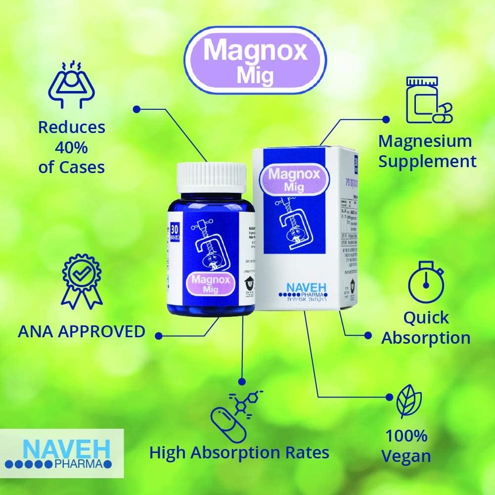 MAGNOX Mig Magnesium Supplement Tabletit (30) Migreenipäänsärkyyn - Magnesiumin puutos, Naveh Pharma