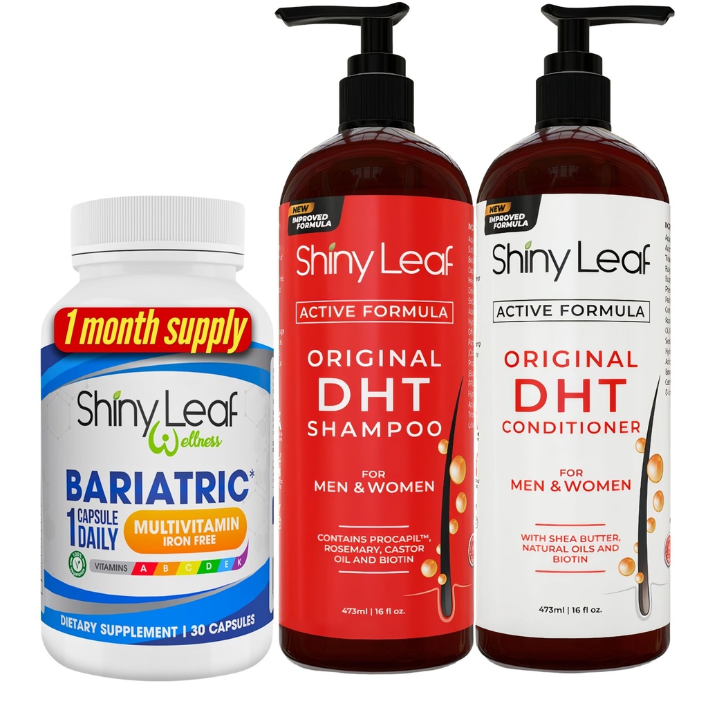 Bariatric Multivitamin Iron-Free och DHT Blocker Shampoo och Conditioner, Hair Loss Shampoo och Conditioner för kvinnor och män