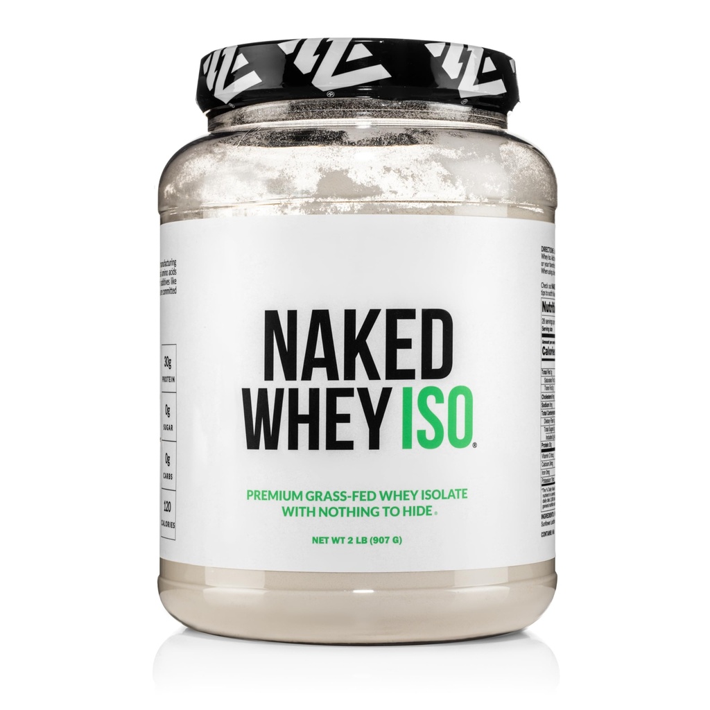 NAKED Whey Isolate Protein - Endast 2 Ingredienser, 30g Grass-Fed Protein, Zero Carb, Unflavored, Undenatured, Non-GMO, No Soy, Gluten-Free, No Preservatives - 28 Servings