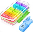 AUVON Pill Box 2 Kertaa päivässä Kosteus-Proof suunnittelu, Viikoittain pilleri Organizer AM PM kanssa Kannettava Pocket Slots, Pill tapauksessa 7 päivä kaksinkertainen suoja vitamiini, lääketiede, lääketiede, ja täydentää