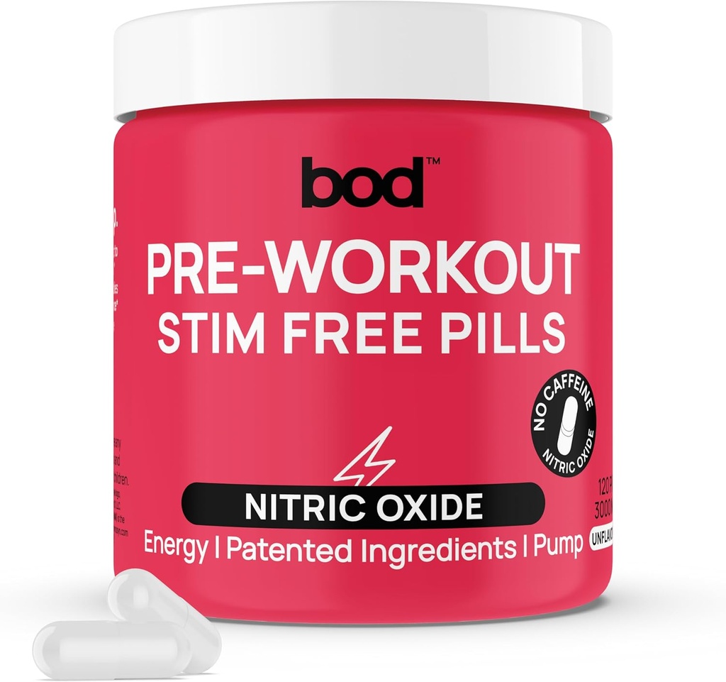 BOD Pre workout pillereitä Natural Green Tea, Electrolytes, L-Theanine, Beet Root, Tukee energiaa, Endurance, Treenout Performance No Jitters tai Crash, Vegan Pre workout naisille ja miehille, 120