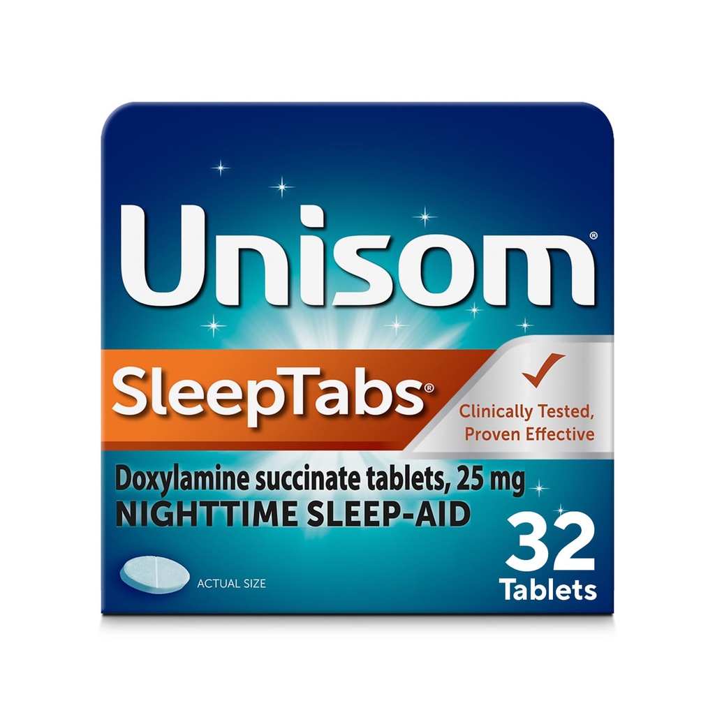 Unisom SleepTabs, Nighttime Sleep-aid, Doxylamiini Succinate, 32 tablettia