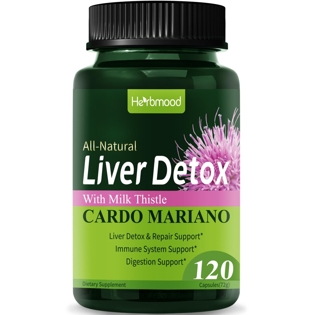 Silymarin Milk Thistle Liver Detox kapselit rasvamaksa, Alcachofa y Cardo Mariano con Silimarina para el Higado Graso, Liver Cleanse Detox & Repair Formula w/Artisoke Extract. 120Korva