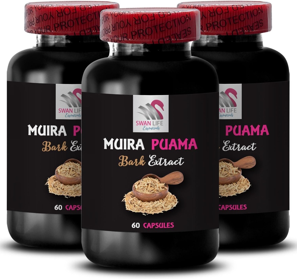 Kasviperäisten tuki - MUURA PUAMA BARK EXTRACT - Energia Synergia, Endurance Lift, Plant-Based Revive, Energizing Blend, Päivittäinen lataus, Focus Power, Lifestyle Aktivointi 3 pullot 180 kapselia