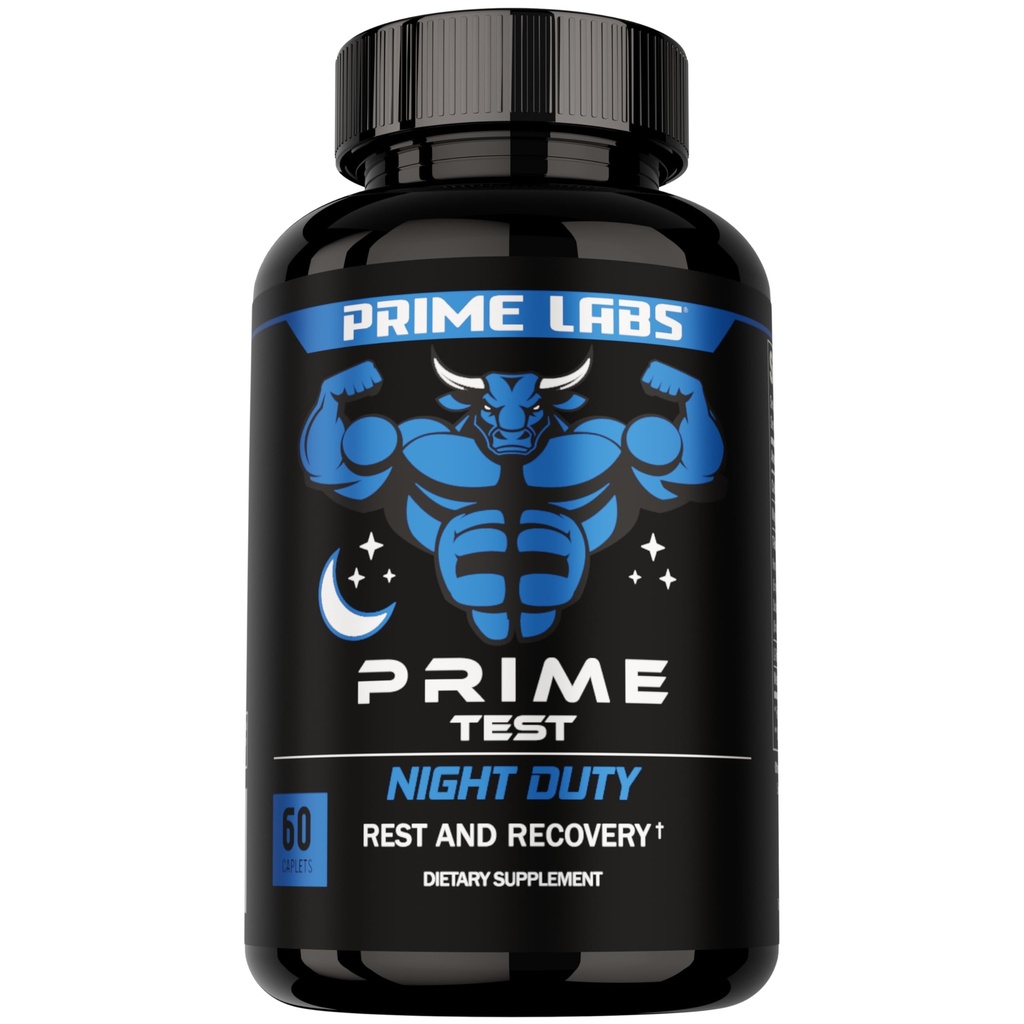 Prime Labs Night Duty - Nighttime Testosteroni Booster & Sleep Support - PM Rest & Muscle Recovery Lisäravinteet - 60
