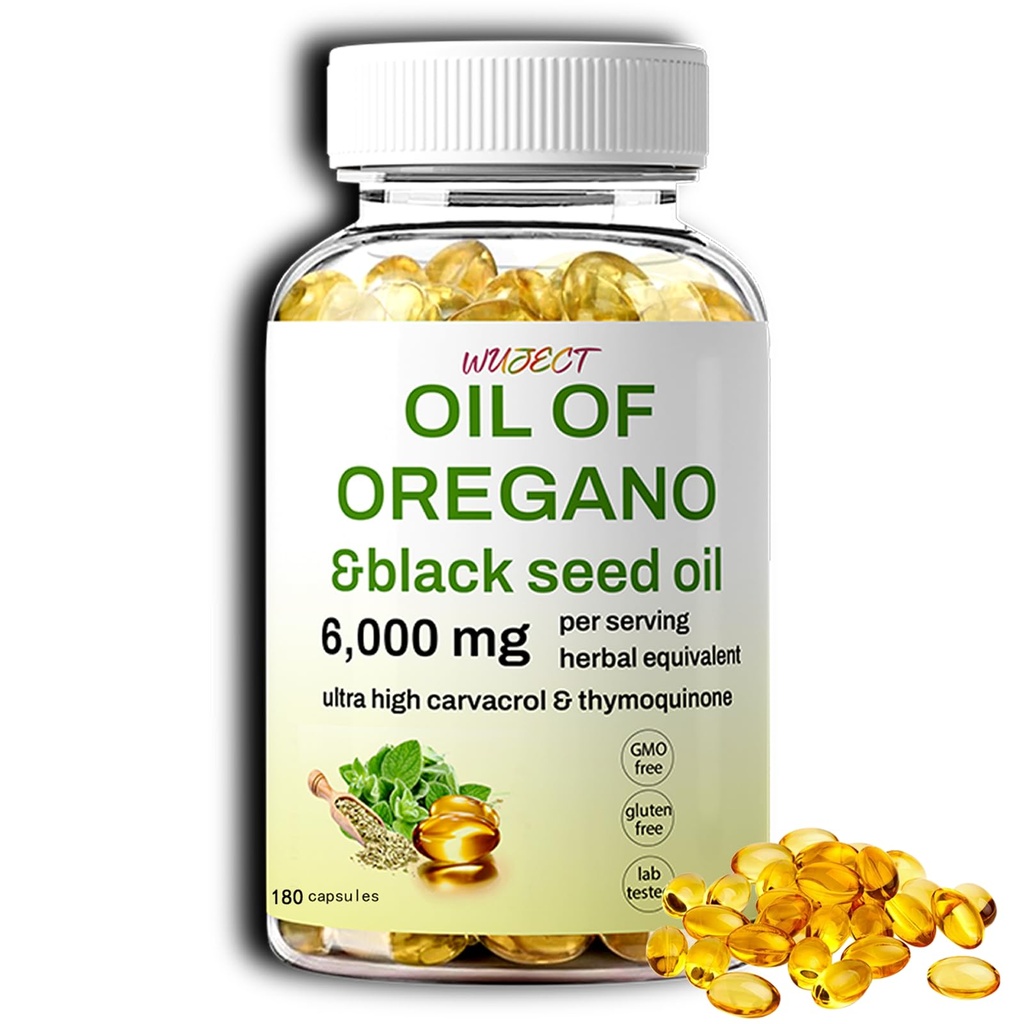 Oil of Oregano Softgels, 180 Count | 2 in 1 Formulated with Black Seed Oil, 4X Strength Carvacrol & Thymoquinone | Non-GMO(1 Pack)