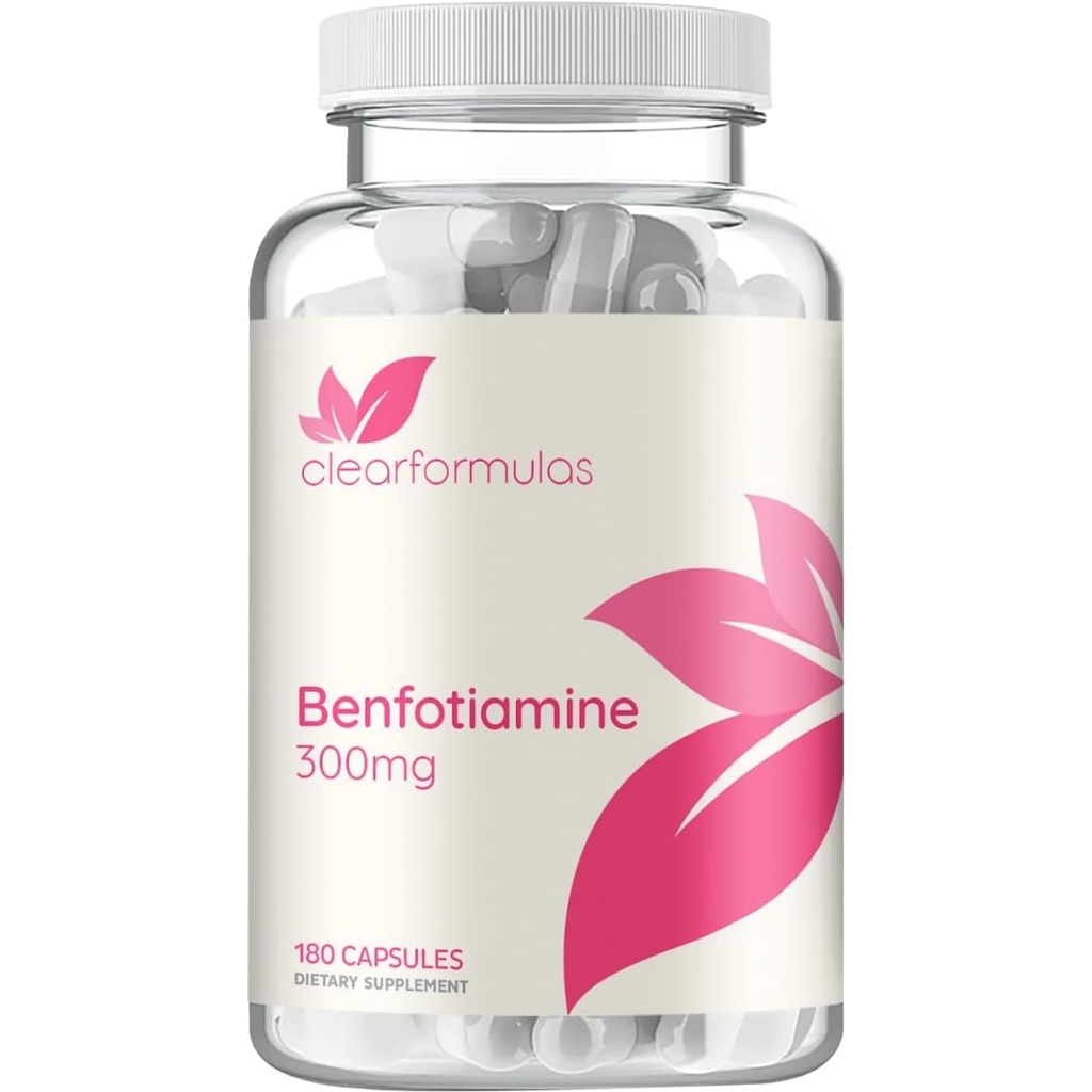 Korkea Imeytyminen B1-vitamiini Benfotiamiini 300 mg - Benfotiamiini täydentää Glycation Heart and Hermo tuki - Vegaani ei-GMO & Gluteeniton rasvaliukoinen tiamiini B1 täydentää (180 Servings)