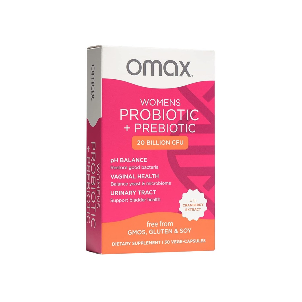 Omax Health Prebiootit ja probiootit Complex for Women, pH Balance, Vag Health, Virtsatie, Hiiva & BV ehkäisy, Lactobacillus & Bifidobacterium .