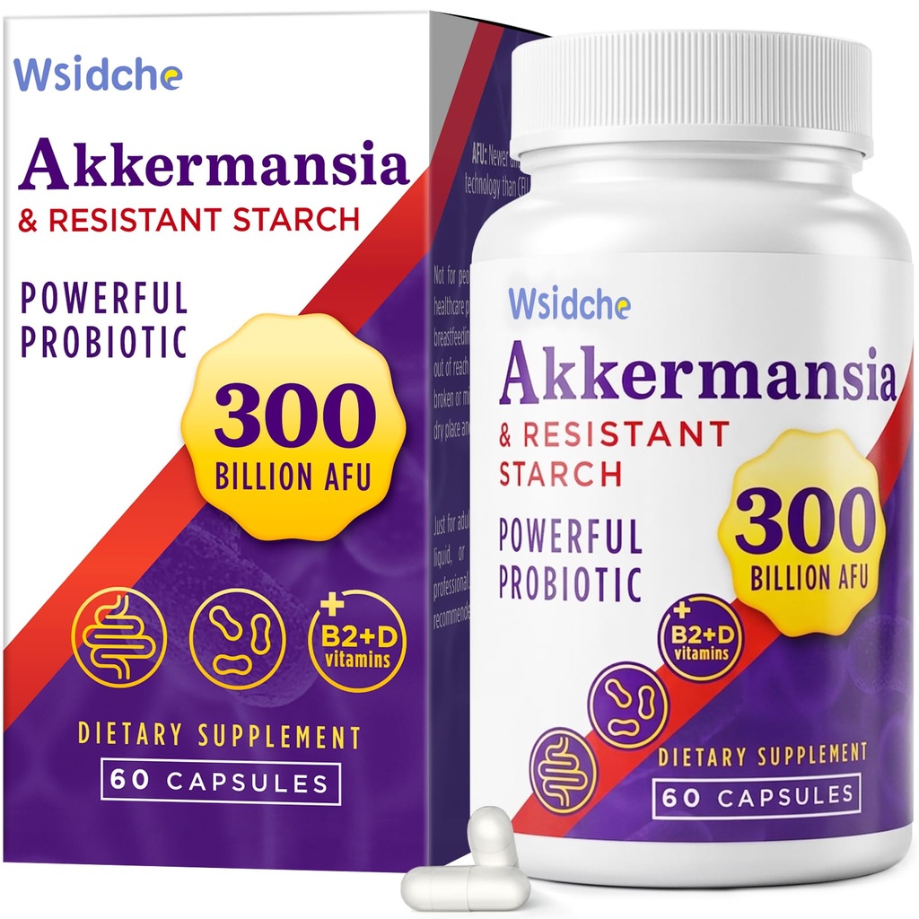 300 miljardia AFU Akkermansia Probiootti ... GLP-1 Supplement for Women & Men, Akkermansia Muciniphila for GLP-1, Digestive, Gut, Immuuni, parantaa Gut Ruoansulatus lineing funktio, Akka Superbiootit - 60 Caps