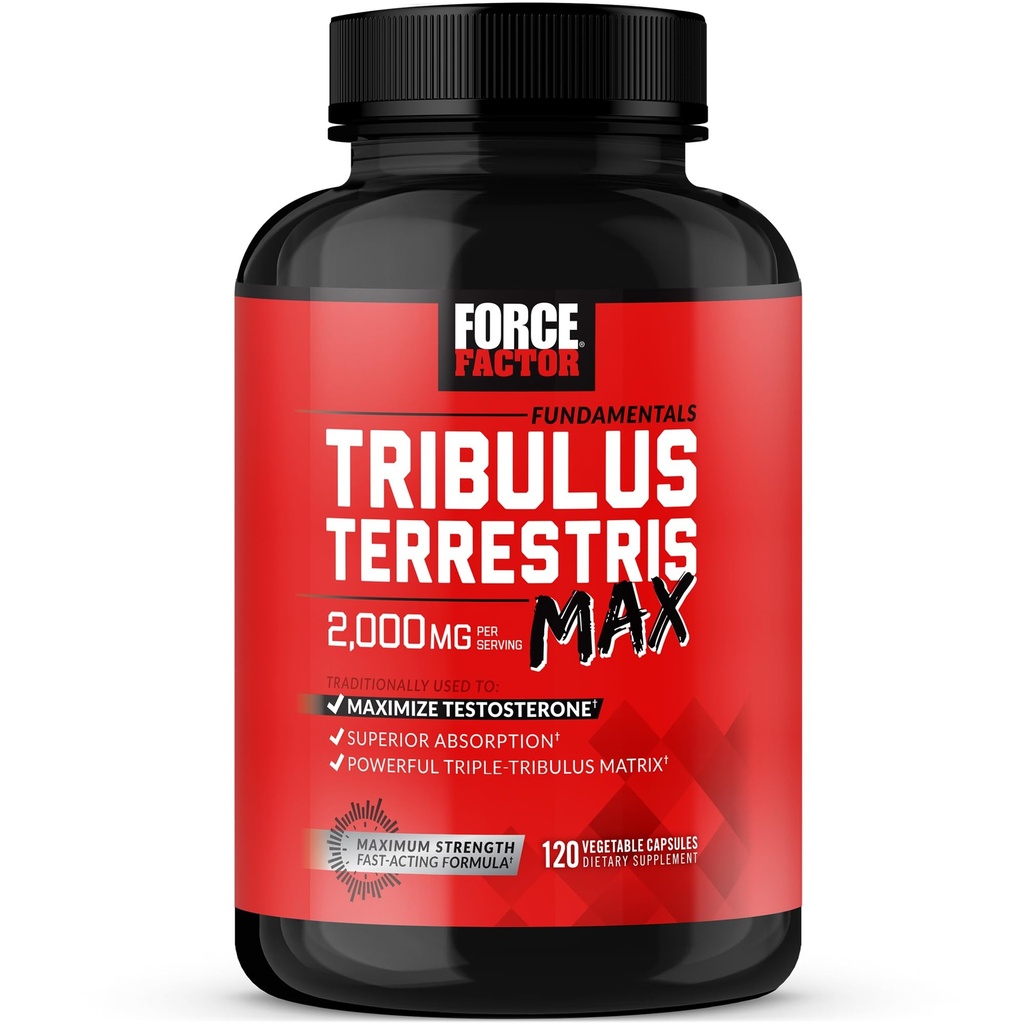 FORCE FACTOR Tribulus Terrestris Max miehille, Testosteroni Booster ja Mies elinkykyinen täydentää, Superior Imeytyminen, 2000 mg, 120 kapselia