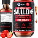 HERBIFY Mullein Drops - Lung Cleanse - Leaf Extract - Tehokas Mullein immuunituki, Detox & Hengitystuki - valmistettu USA - 4 Oz Strawberry Flavor