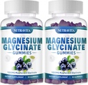 Magnesium Glycinate Gummies 1000 mg magnesium L-treonaatti, kuorittu magnesium Kalium Complex täydentää VitD, B6, CoQ10, kalsium, tuet muisti, rauhallinen, Mieliala - 180 Gummies Mustikka