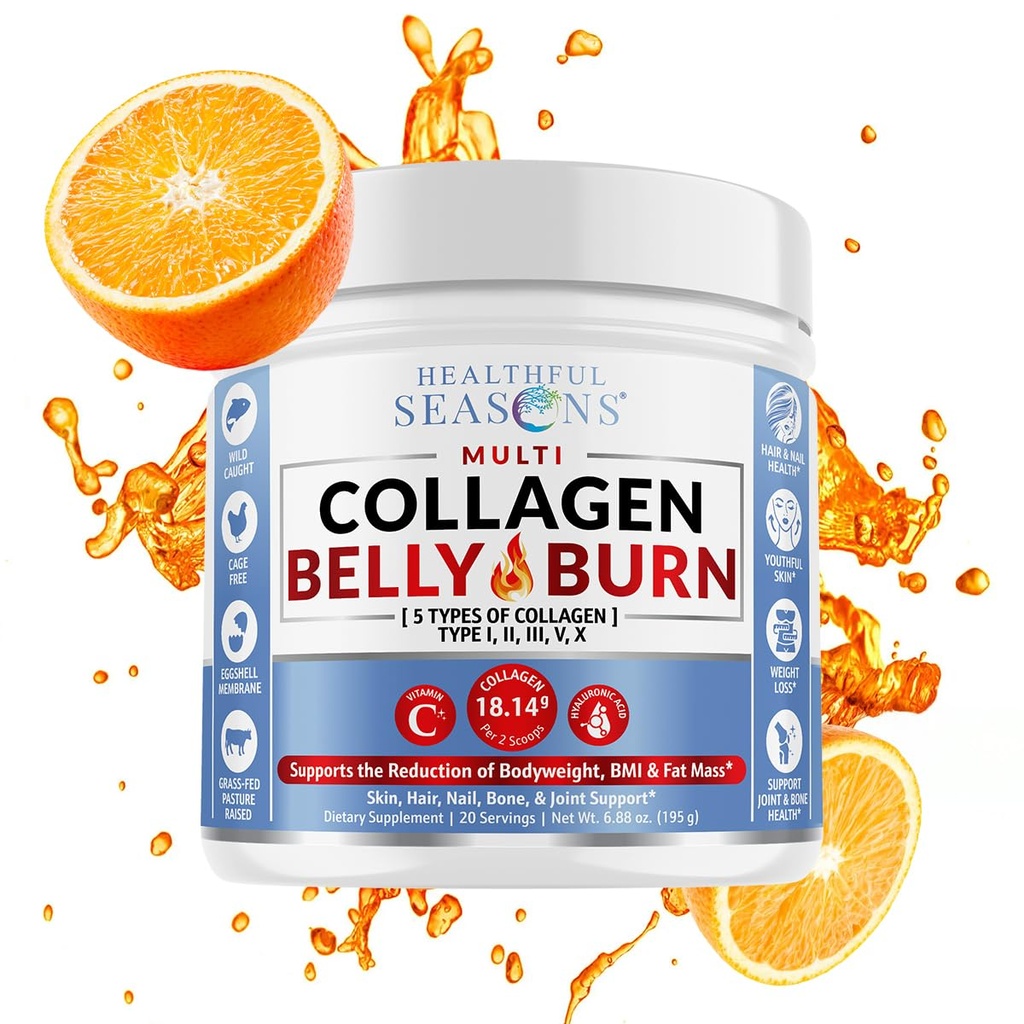 Multi Collagen Powder with Tyypit I, II, III, V, X - Painonhallinta täydentää C-vitamiinia & Hyaluronic Acid 
