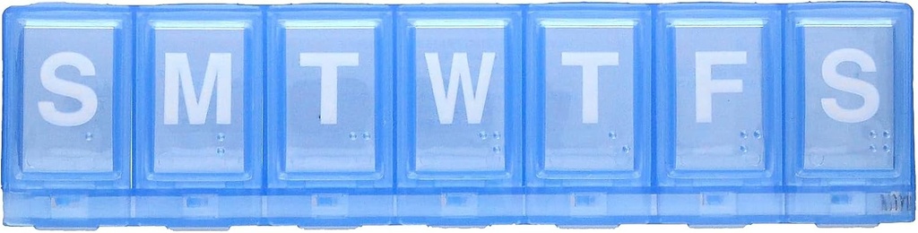EZY DOSE Weekly (7-Day) Pill Planner, Medicine Case, Vitamin Organizer Box, Large Locking Compartments to Secure Prescription Medication och Prevent Accidental Spilling, Blue