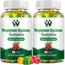 Magnesium Glycinate Gummies 400 - Magnesium Supplement för sömn, stress och muskelavlastning Calm Magnesium Chews för vuxna och barn med vitamin D, B6 frukt smak, Vegan, 2 Packs