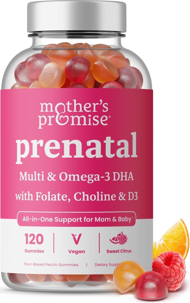 Synnynnäinen vitamiini Gummy kanssa DHA ... Vegaani prenatal vitamiineja naisille Omega 3, metyylifolaatti, koliini & D3, raskaus vitamiinit sikiön kehitykseen...