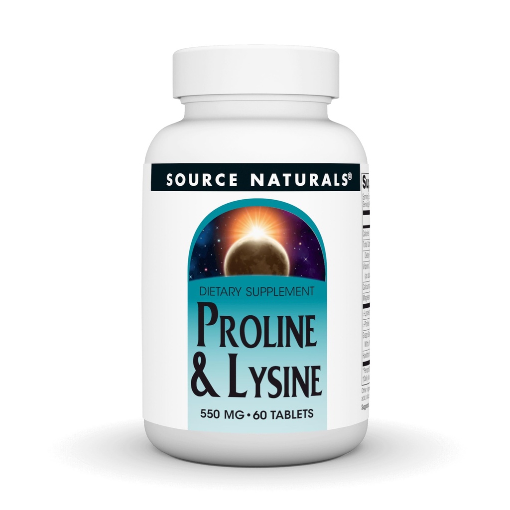 Source Naturals L- Proline & L- Lysine, 550mg - 60 tablettia