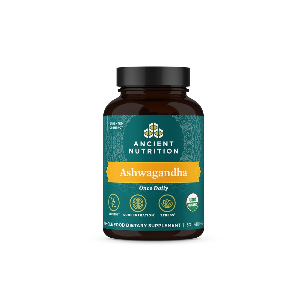 Forntida näring Ashwagandha tabletter, stressavlastning, stöder energi, mental klarhet och koncentration, minskar trötthet och ångest, Paleo och Keto Friendly, 30 kapslar