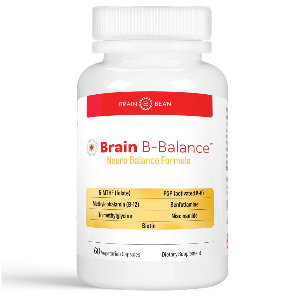 Aivojen B Balance: Methylated Multivitamiini - Methylated B Complex Neurobalance Formula - Metyylifolaatti tukee mielialaa. Varo. Muisti - 60 vegan-kapselia