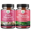 Bundle PMS Tuki ja Saw Palmetto naisille - Hormoni tasapaino DIM, Chasteberry, Black Cohosh & Ashwagandha kauden Cramps ja Saw Palmetto Extract Maca Root & Biotin hiustenlähtöön