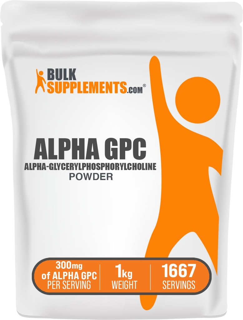BulkSupplements.com Alpha GPC Powder - Koliini täydentää, Alpha GPC 300mg - Mausteeton & Gluteeniton, 600mg per tarjoilu, 1kg (2,2 lbs) (pakkaus 1)