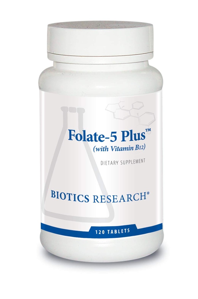 Biotics Research Folate 5 Plus High Potency Folate kanssa B12, Metyyli tuki, 5 Milligram Natural ja koko ruokamuoto Folate, 18 mcg B12, raskaus ravitsemus, energiatuki, terve iho, 120 välilehteä