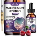 Magnesium Glycinate Liquid Drops 500 mg, jossa on B6-vitamiini, Ashwagandha, L - Theanine, kamomilla, magnesium Glycinate Supplement Korkea Imeytyminen unissa, stressi, energia, Mieliala - kirsikka maku