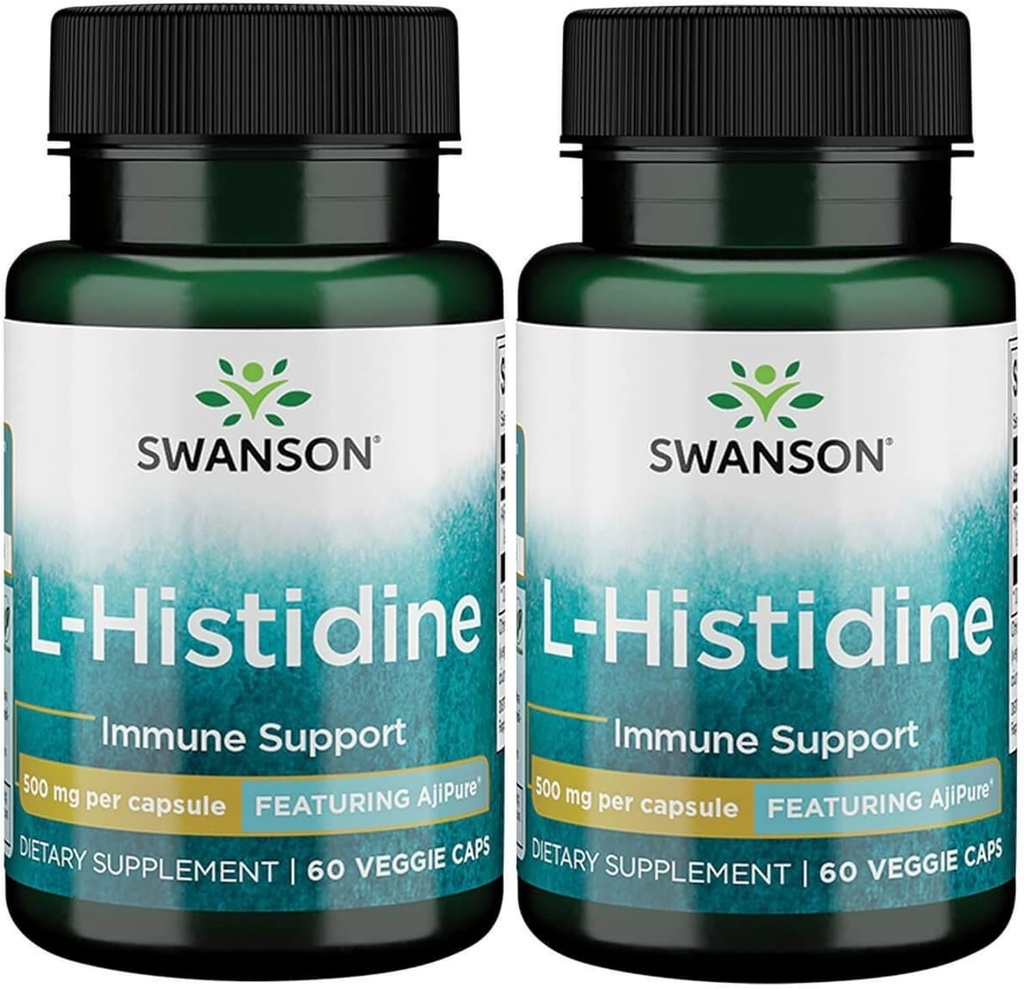 Swanson L-histidiini - Ajipure 500 mg 60 Veg Caps (2 pakkaus)