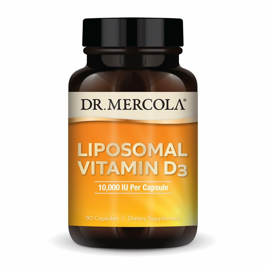 Dr Mercola Liposomal Vitamin D3 - Stöder hjärta, ben och immun hälsa - 10 000 IE Per Servering - Non-GMO, Soy Free & Gluten Free - 90 kapslar (90 portioner)