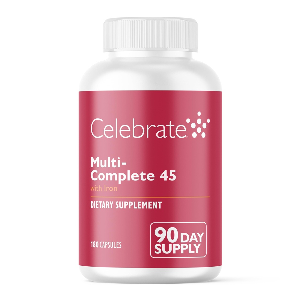 Celebrate Vitamins Multi-Complete, 45mg Iron - Daily Bariatric Multivitamin för Sleeve Gastrectomy och Gastric Bypass Surgery Patients - Essential Vitamins & Minerals (180 kapslar)