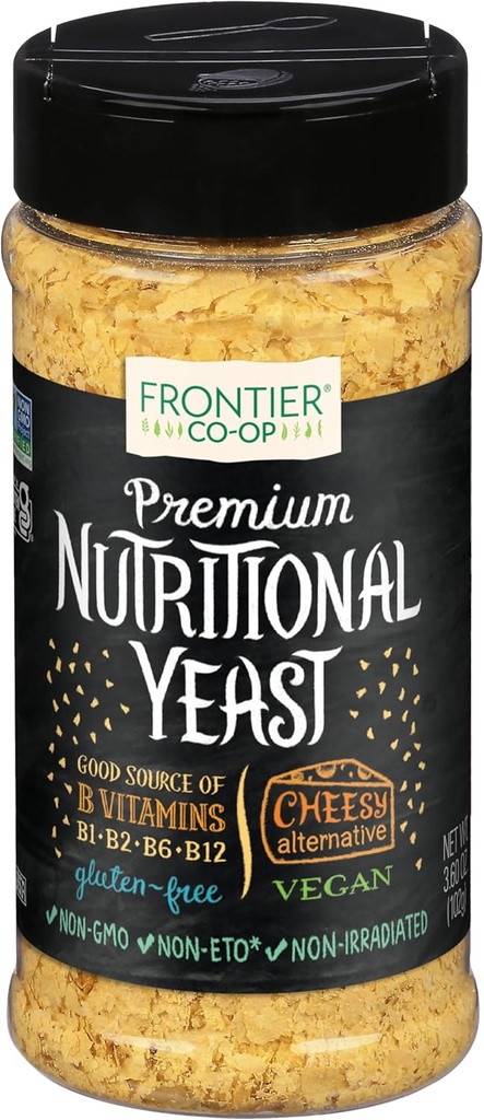 Frontier Co-op Premium Nutritional Yeast Flakes, 3,6 oz med vitamin B12 - För Popcorn, Snacks, Pasta och Soup