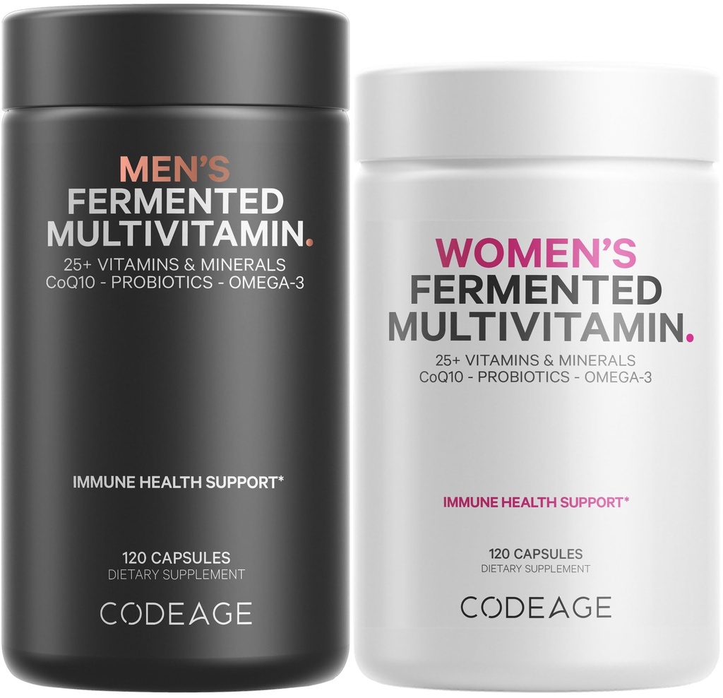 Koodaus Päivittäinen monivitamiinikoostumus: Naisten ja miesten monivitamiinit, B-vitamiinit, probiootit, elintarvikesekoitukset, 120 kapselia per pullo