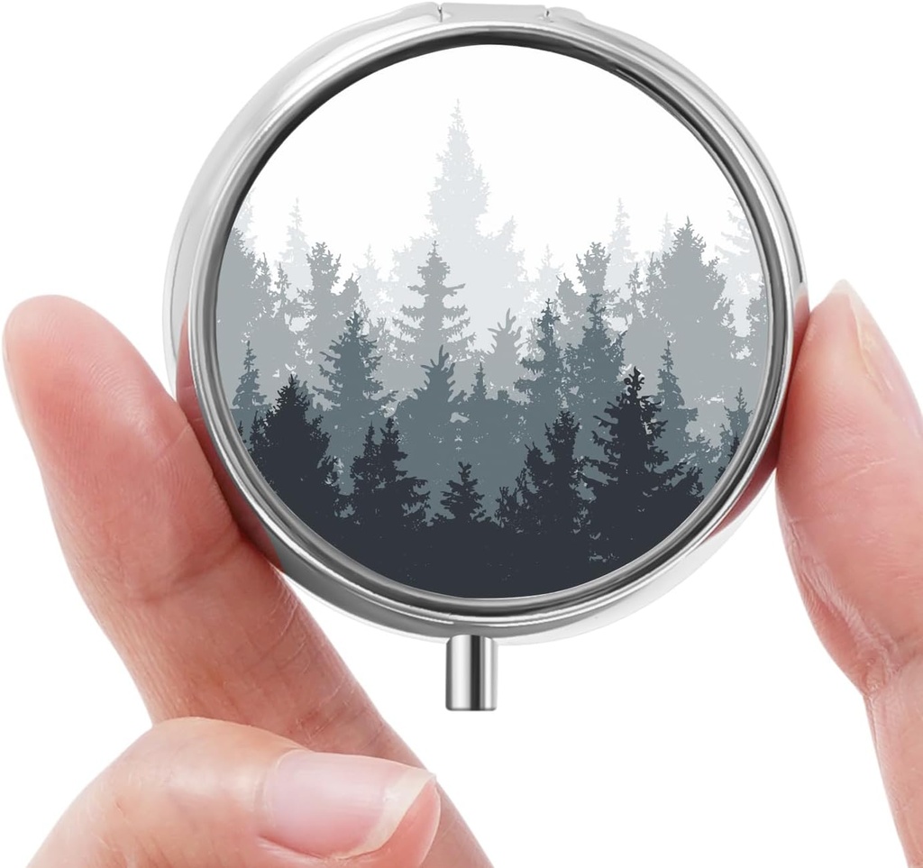 Mini pilleri laatikko, pieni pilleri laatikko, kannettava pilleri laatikko, söpö pilleri organizer vitamiinit, lääkkeet, kalaöljy ja lisäravinteet (Woodland)